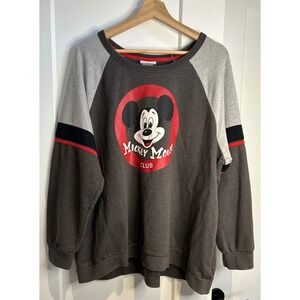 Disney Parks Mickey Mouse Club Raglan Sweatshirt Grey Red Plus Size 2X LT21432